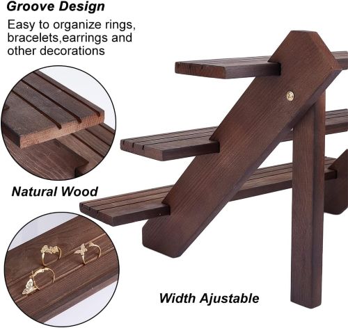 3 Tier Riser Dark Wood Retail Display | Alberta Bead Store