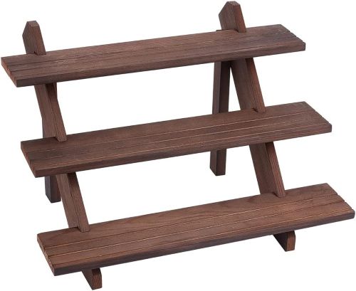 3 Tier Riser Dark Wood Retail Display | Alberta Bead Store