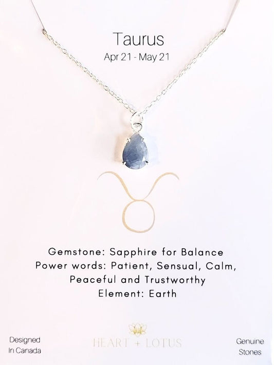 Sterling Silver Zodiac Gemstone Necklace - Crystals and Sun Signs Co