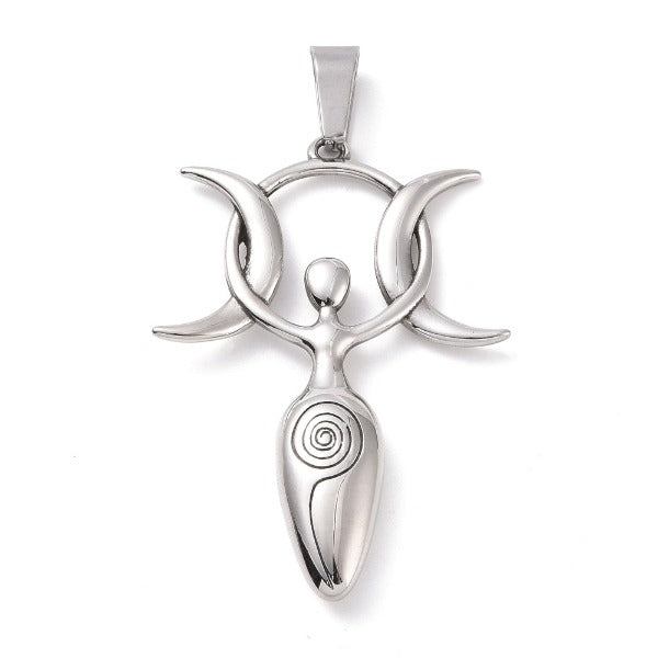 Triplemoon Goddess Necklace | 304 Stainless Steel - Premium Necklace from Crystals and Sun Signs Co - Shop now at Crystals and Sun Signs Co