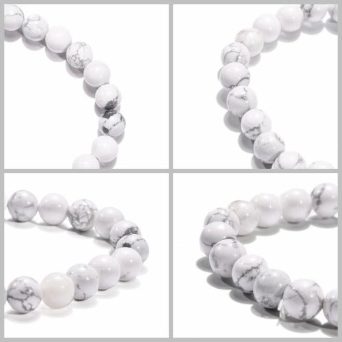 Howlite Gemstone Bead Bracelet 8MM - Premium Bracelet from Crystals and Sun Signs Co - Shop now at Witches Ink LTD