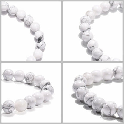 Howlite Gemstone Bead Bracelet 8MM | Crystals and Sun Signs Co