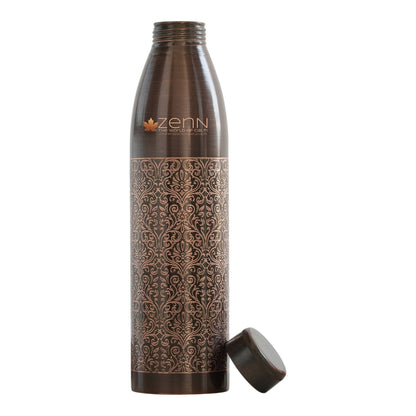 Pure Copper Antique Dark Engraved Bottle 900 Ml/ 30Oz