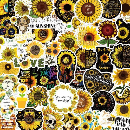 Sunflower PVC Vinyl Stickers 50pcs - Witches Ink LTD - O/A Crystals and Sun Signs