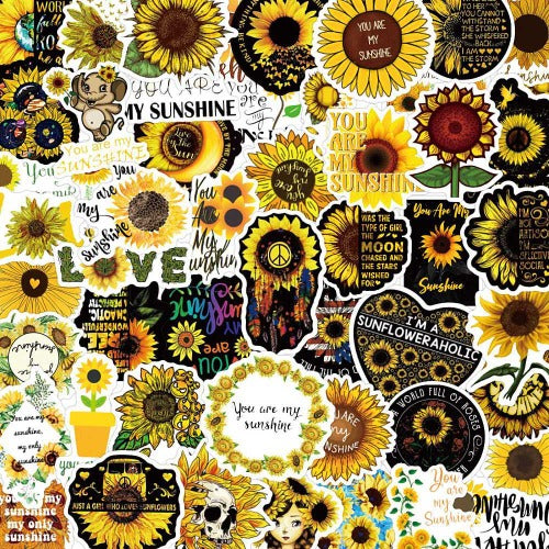 Sunflower PVC Vinyl Stickers 50pcs | Crystals and Sun Signs Co