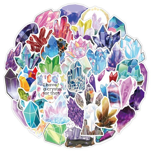 Crystal PVC Vinyl Stickers 50pcs - Witches Ink LTD - O/A Crystals and Sun Signs