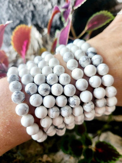 Howlite Gemstone Bead Bracelet 8MM | Crystals and Sun Signs Co