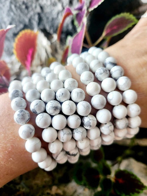 Howlite Gemstone Bead Bracelet 8MM | Crystals and Sun Signs Co
