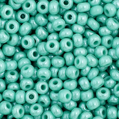 Czech Seed Bead 11/0 Vial Opaque Turquoise Luster - Alberta Bead Store