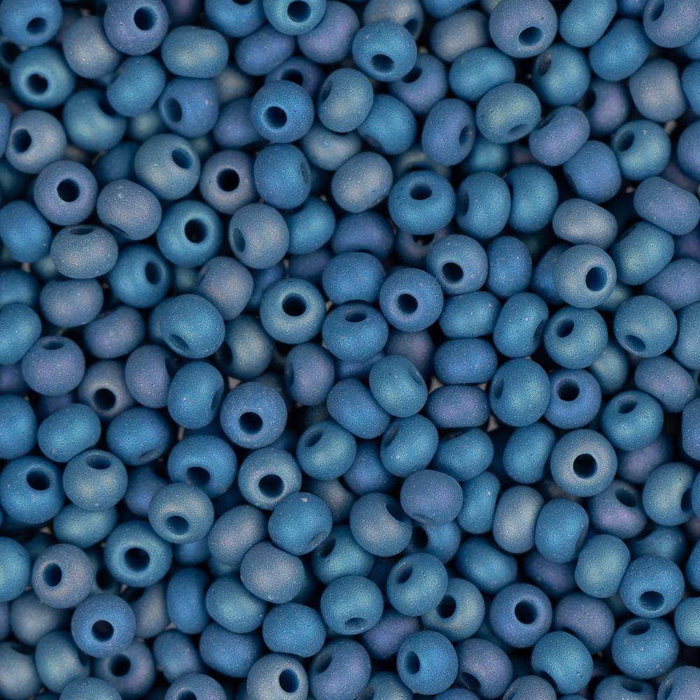Czech Seed Bead 11/0 Opaque Med Blue AB Matt