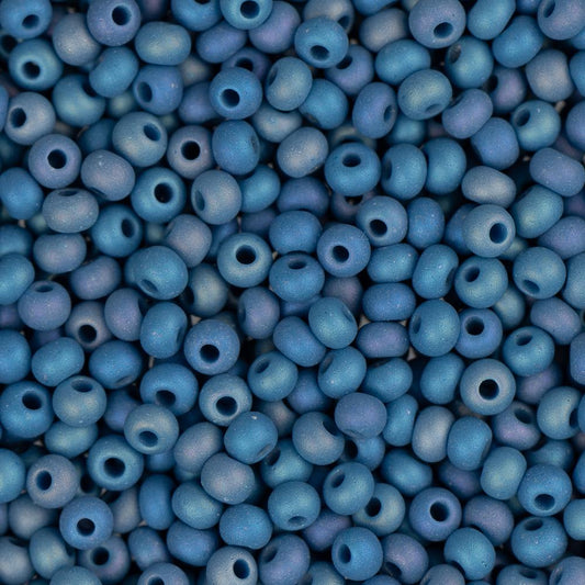 Czech Seed Bead 11/0 Opaque Med Blue AB Matt