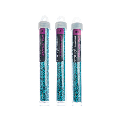 Czech Seed Bead 11/0 Vial PermaLux Dyed Chalk Teal Matt - Alberta Bead Store