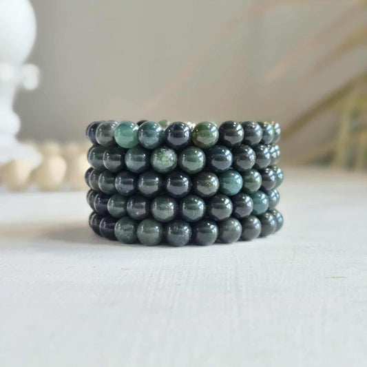 Moss Agate Gemstone Bead Bracelet | The Stone of Renewal