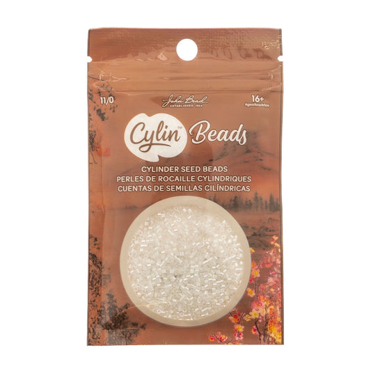 Cylin Bead 11/0 White AB Lined
