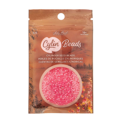 Cylin Bead 11/0 Dark Crystal Pink Lined Ceylon