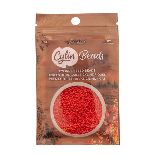 Cylin Bead 11/0 Red Fire Cracker Red