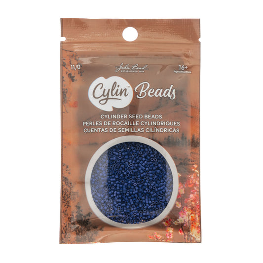 Cylin Bead 11/0 Opaque Cobalt Blue Matte - Alberta Bead Store
