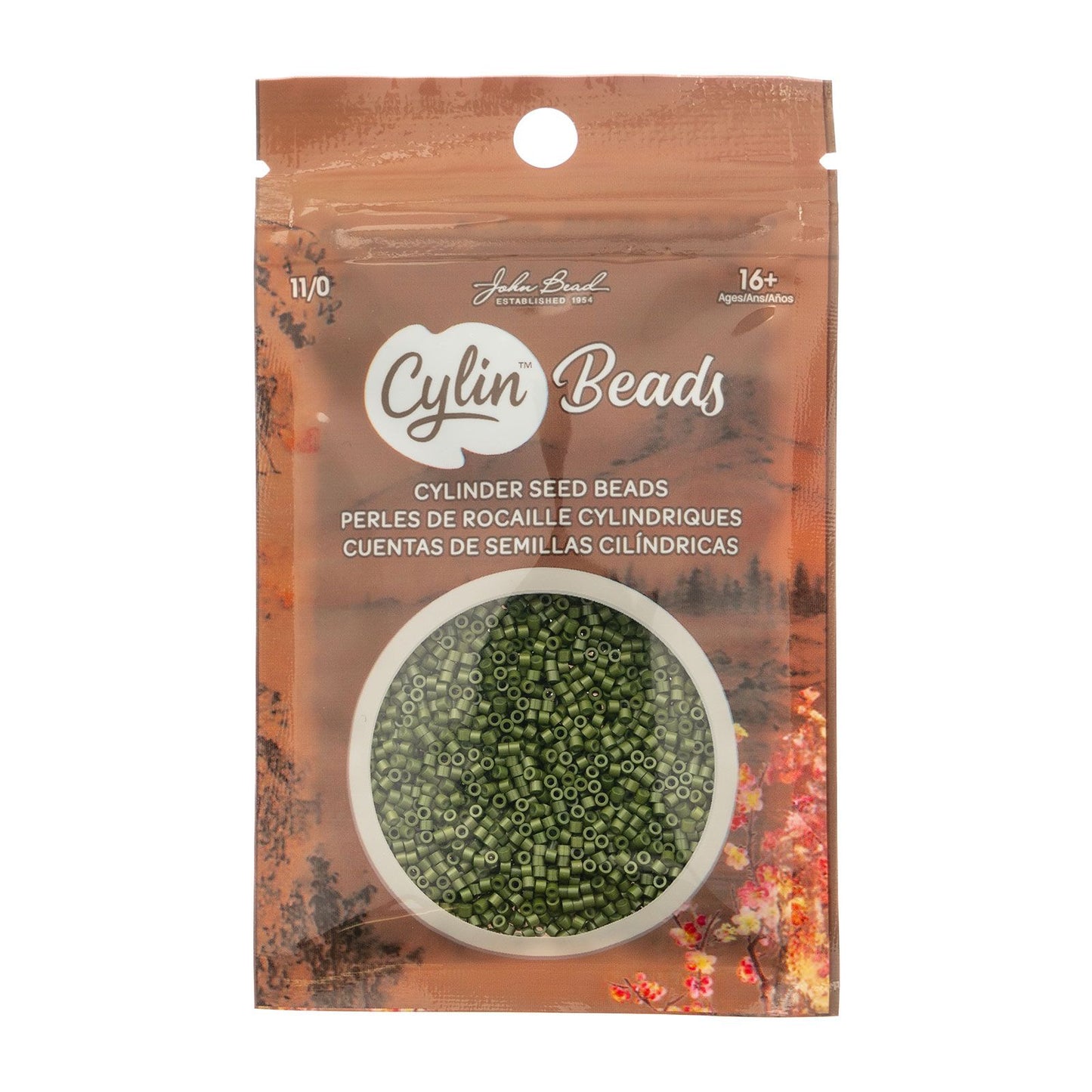 Cylin Bead 11/0 Opaque Green Avocado