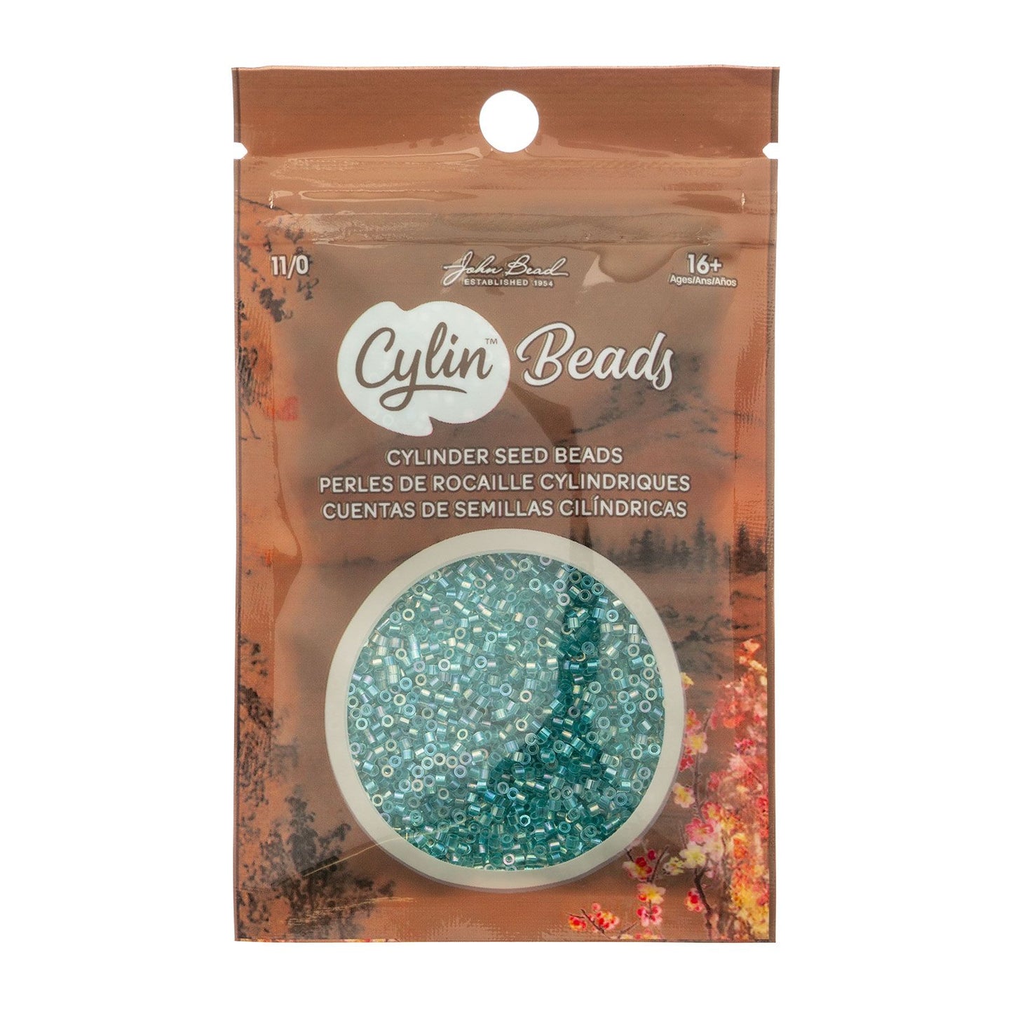Cylin Bead 11/0 Transparent Teal Caribbean AB