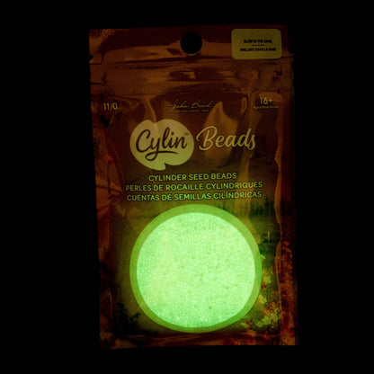 Cylin Bead 11/0 Glow in Dark AB White to Green