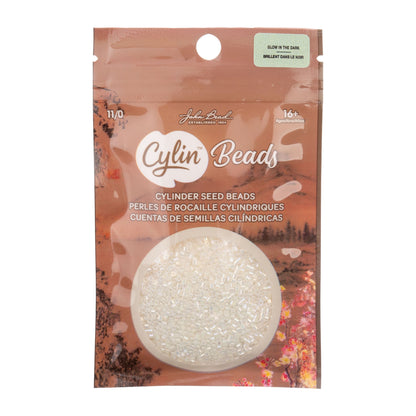 Cylin Bead 11/0 Glow in Dark AB White to Green