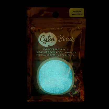 Cylin Bead 11/0 Glow in Dark AB White to Turquoise