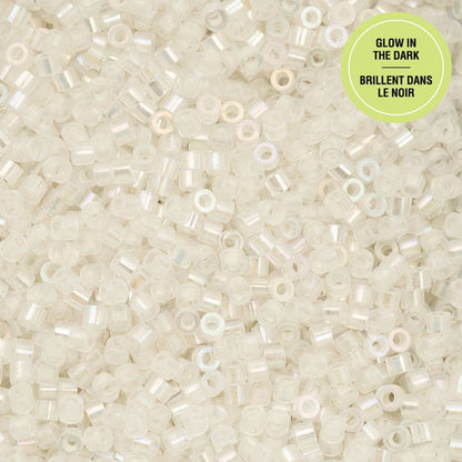 Cylin Bead 11/0 Glow in Dark AB White to Turquoise