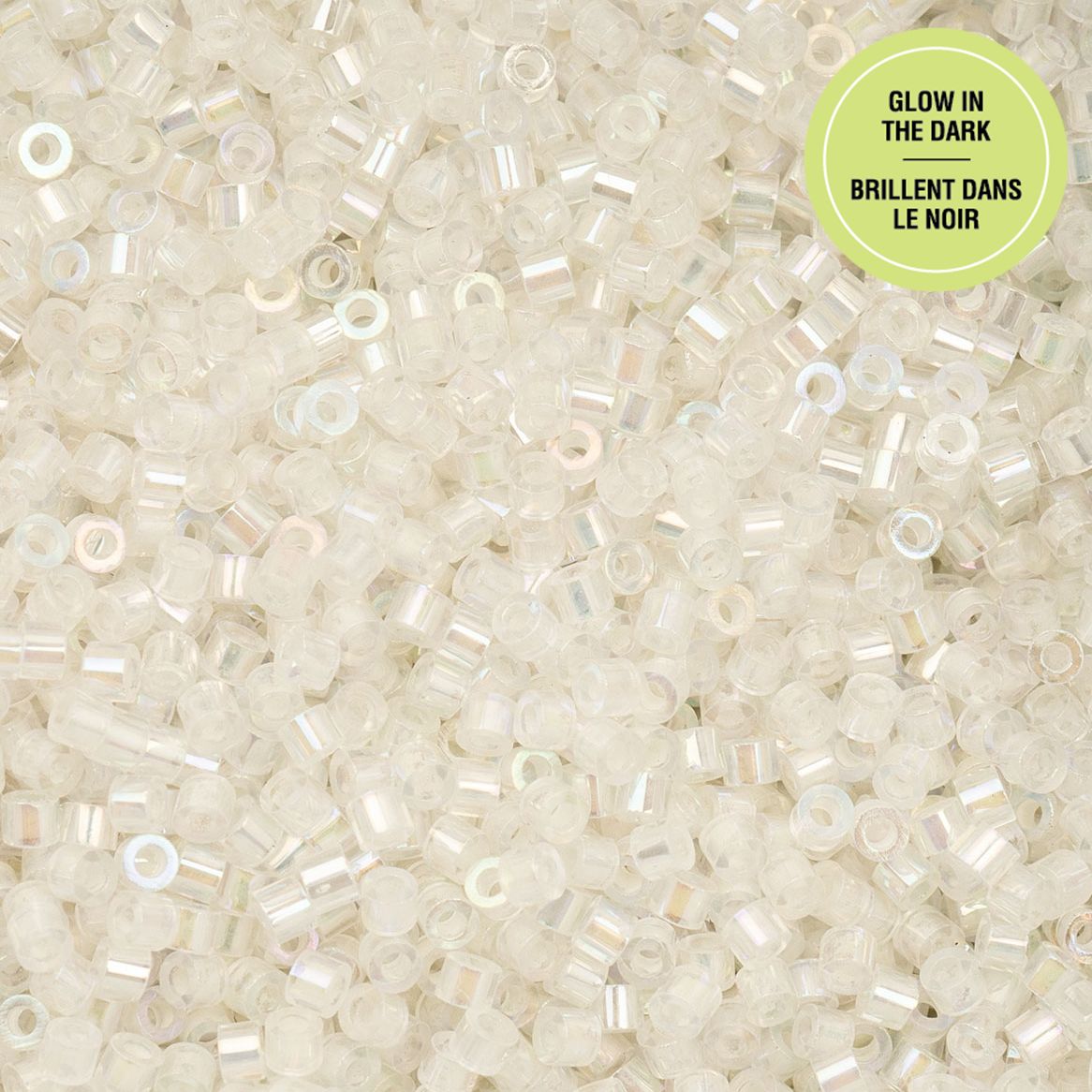 Cylin Bead 11/0 Glow in Dark AB White to Sky