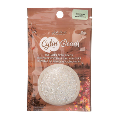 Cylin Bead 11/0 Glow in Dark AB White to Sky