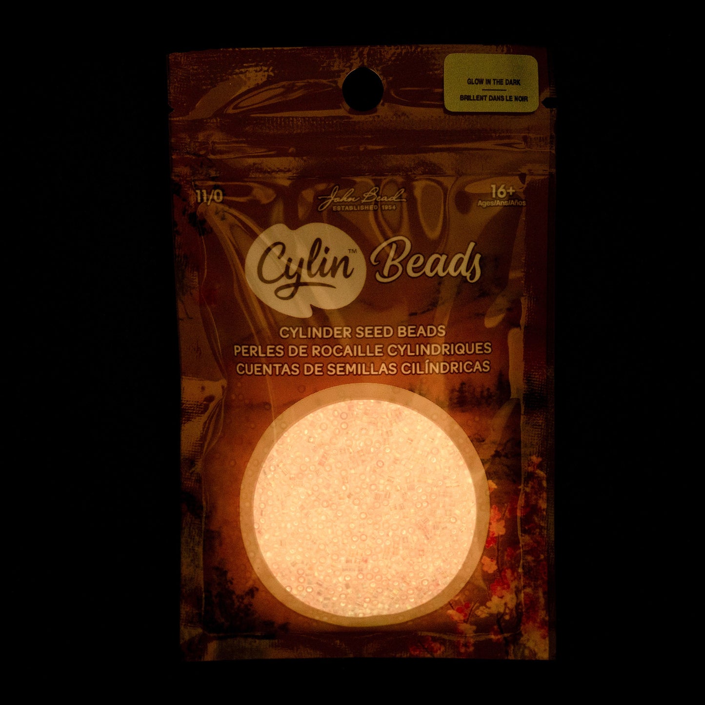 Cylin Bead 11/0 Glow in Dark AB Pink