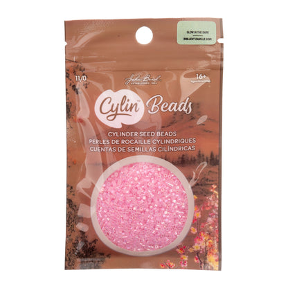 Cylin Bead 11/0 Glow in Dark AB Pink