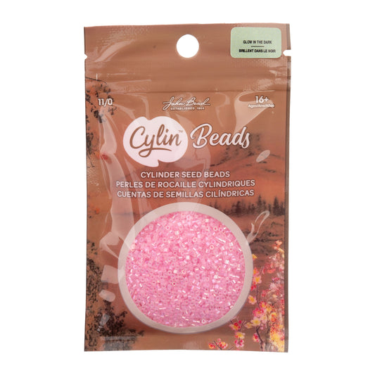 Cylin Bead 11/0 Glow in Dark AB Pink