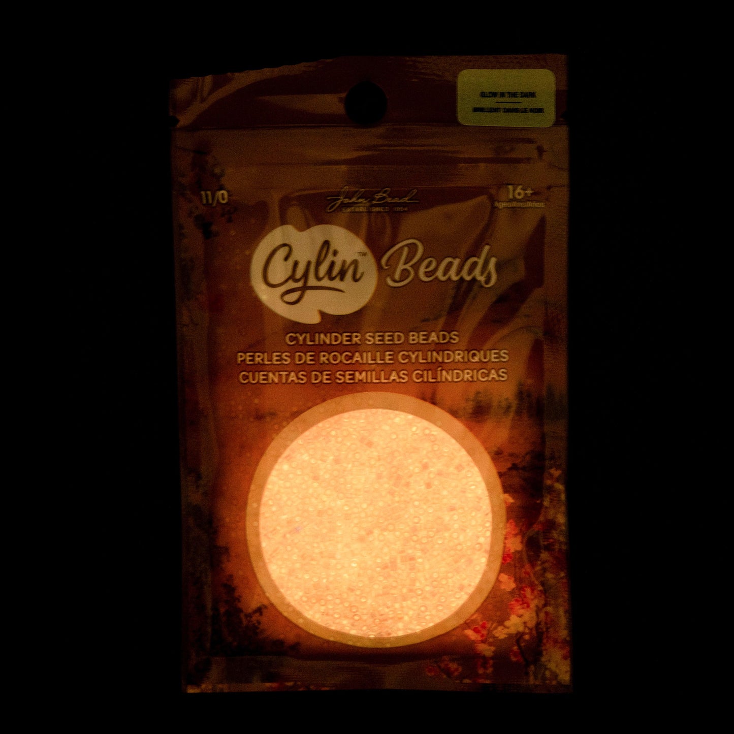 Cylin Bead 11/0 Glow in Dark AB Pink Neon