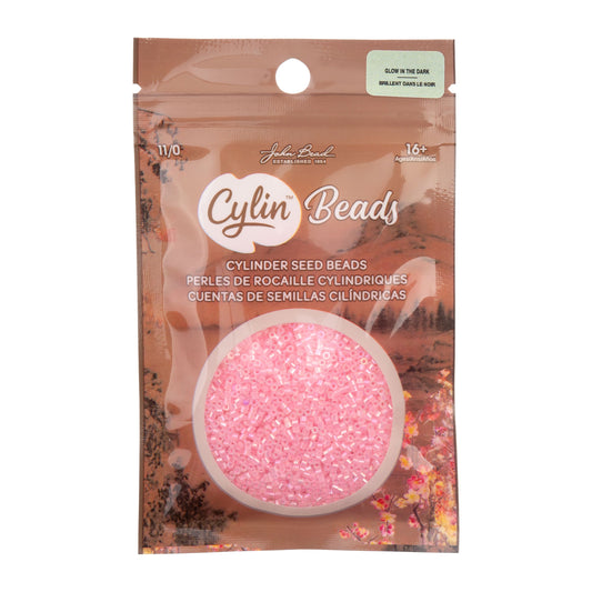 Cylin Bead 11/0 Glow in Dark AB Pink Neon