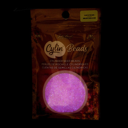 Cylin Bead 11/0 Glow in Dark AB Rose