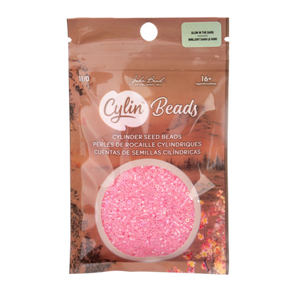 Cylin Bead 11/0 Glow in Dark AB Rose