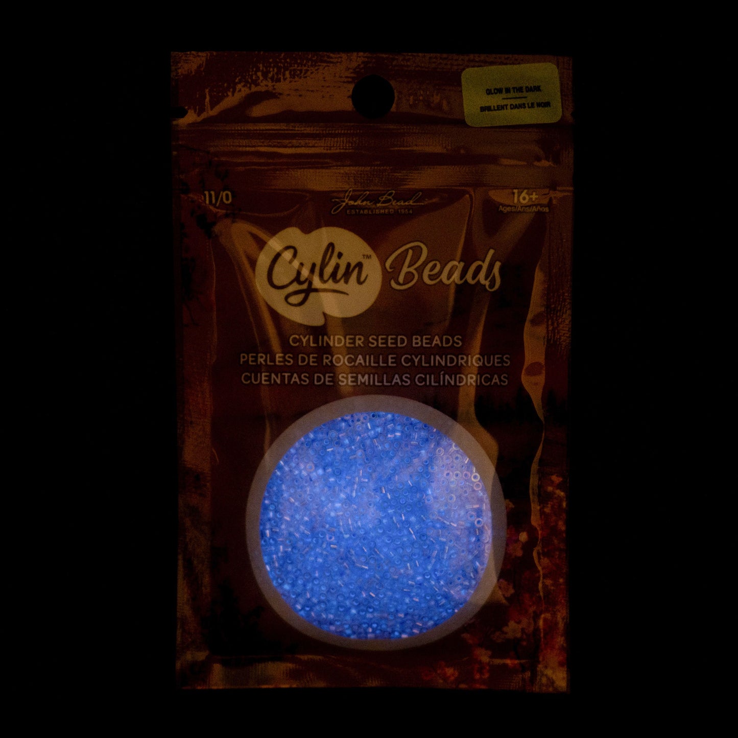 Cylin Bead 11/0 Glow in Dark AB Violet