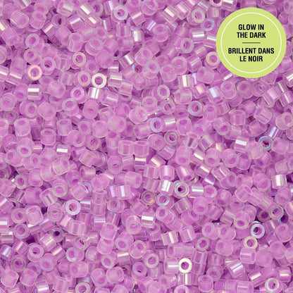 Cylin Bead 11/0 Glow in Dark AB Purple