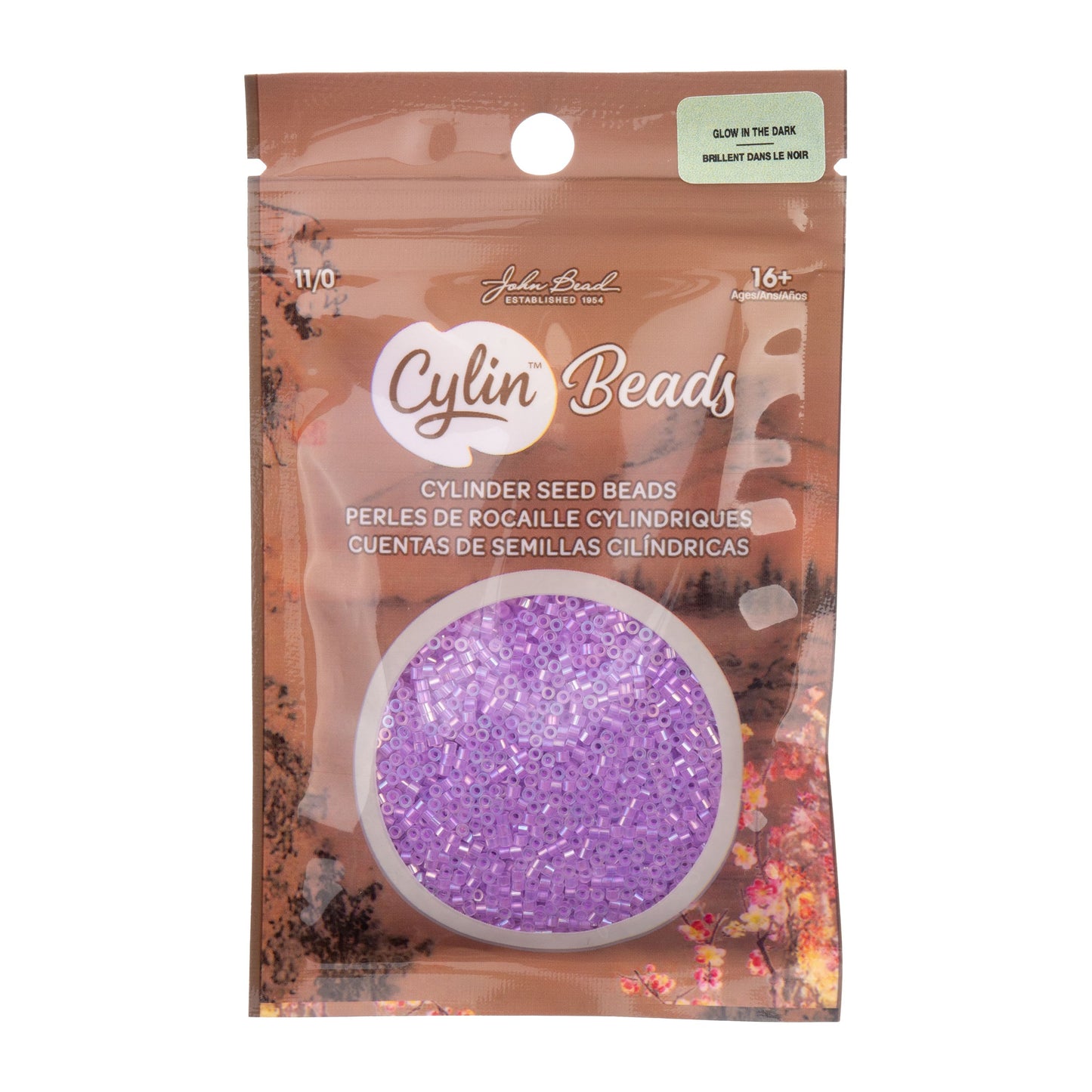 Cylin Bead 11/0 Glow in Dark AB Purple