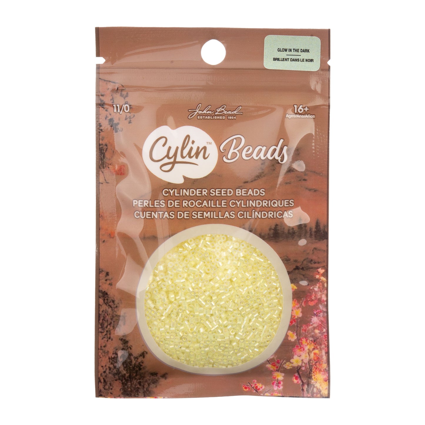 Cylin Bead 11/0 Glow in Dark AB Yellow