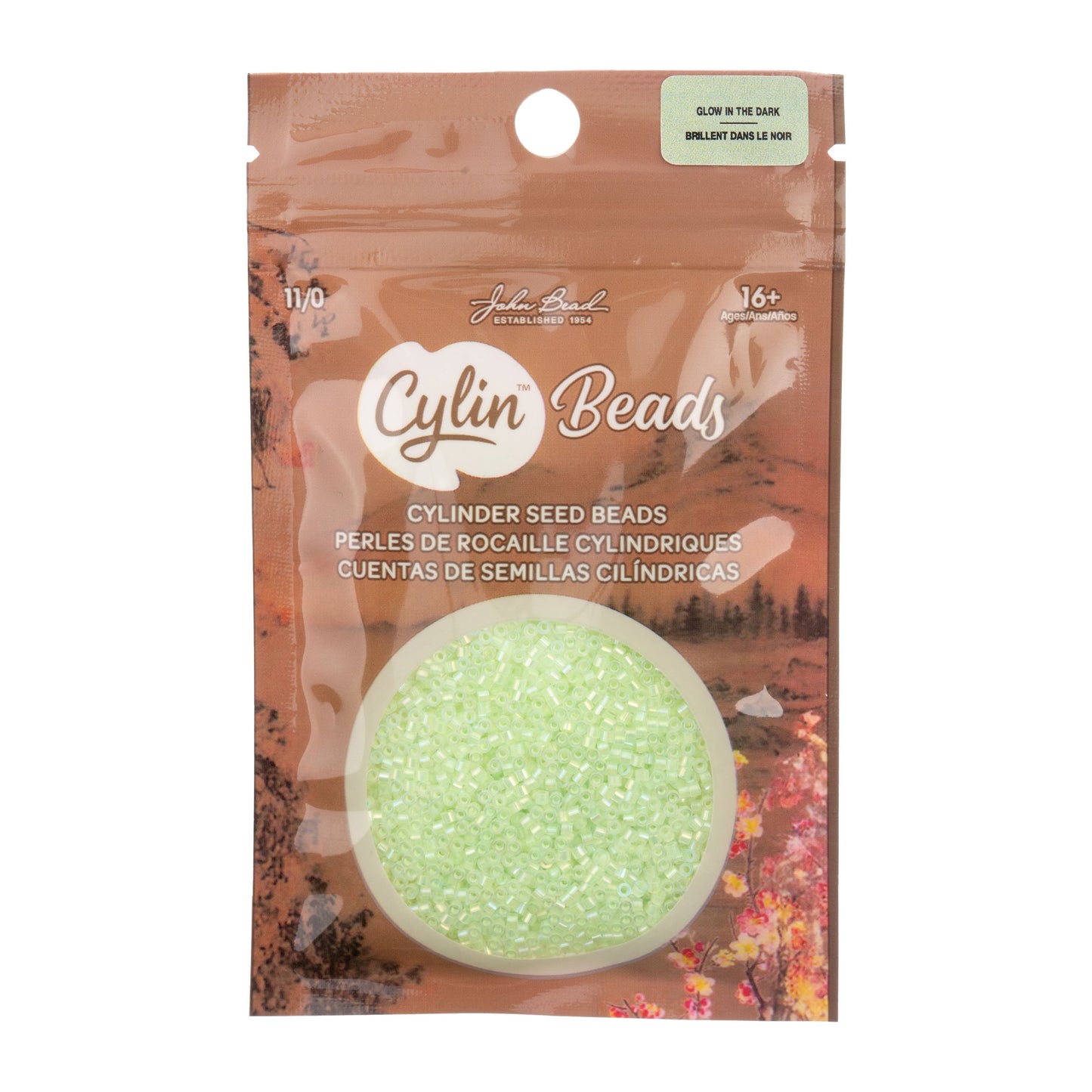 Cylin Bead 11/0 Glow in Dark AB Light Green