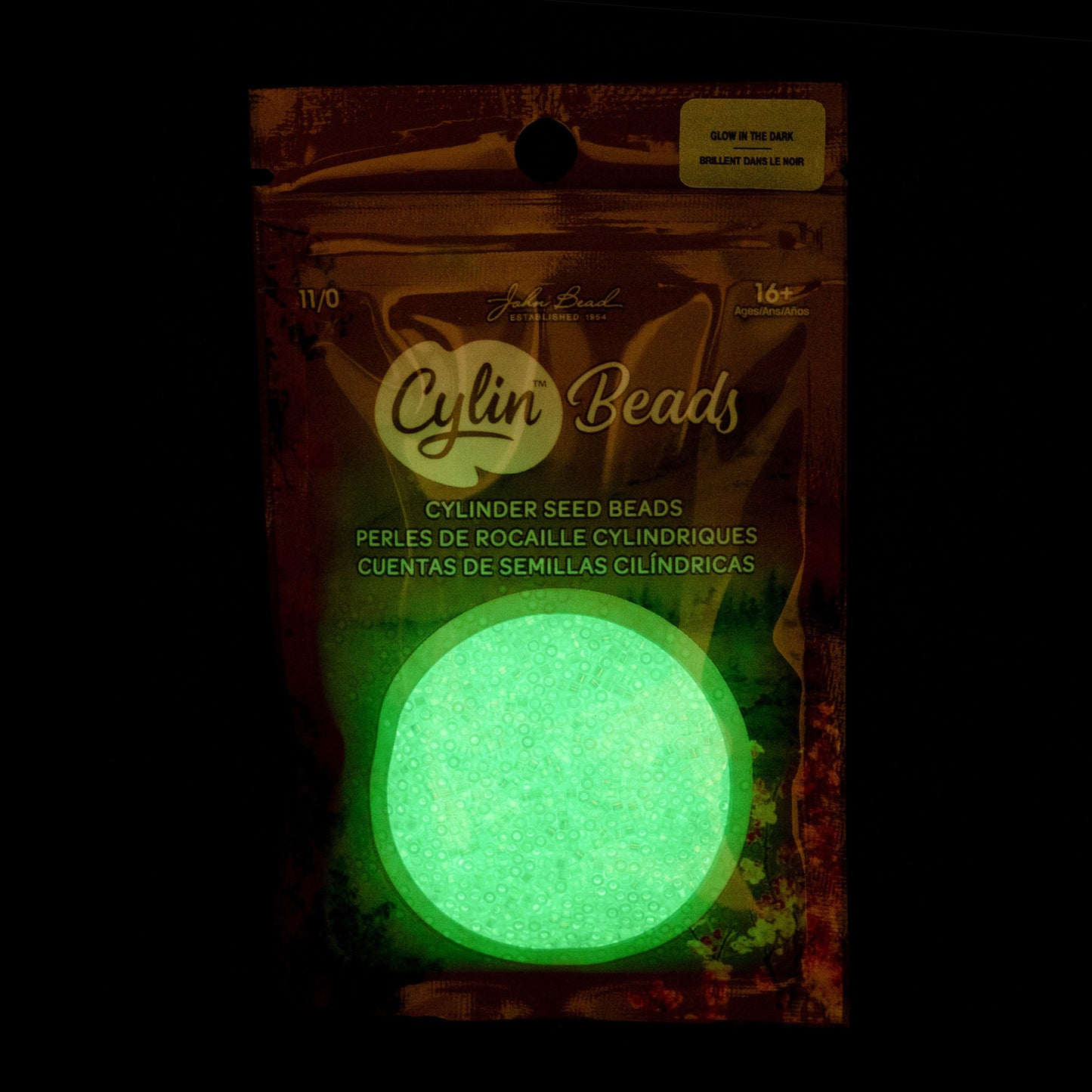 Cylin Bead 11/0 Glow in Dark AB Green