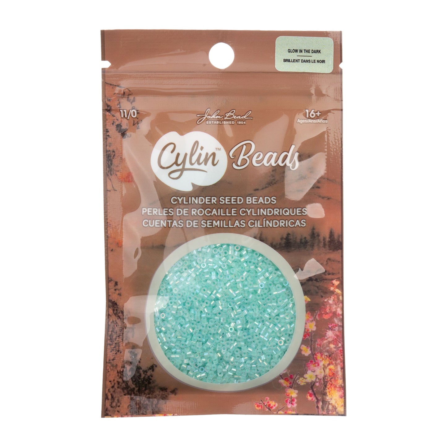 Cylin Bead 11/0 Glow in Dark AB Green