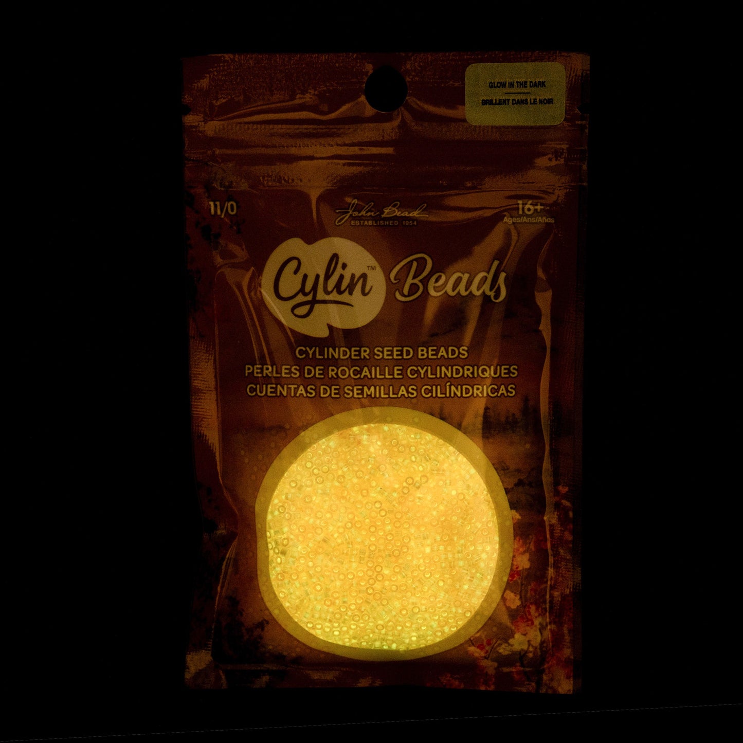 Cylin Bead 11/0 Glow in Dark AB Orange