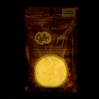 Cylin Bead 11/0 Glow in Dark AB Orange