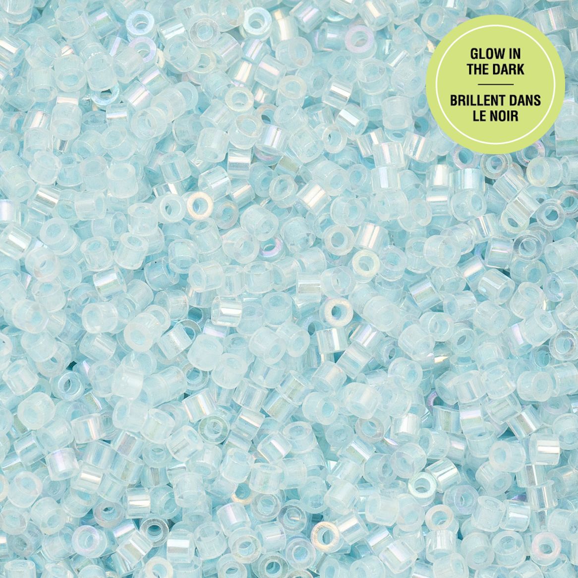 Cylin Bead 11/0 Glow in Dark AB Sky