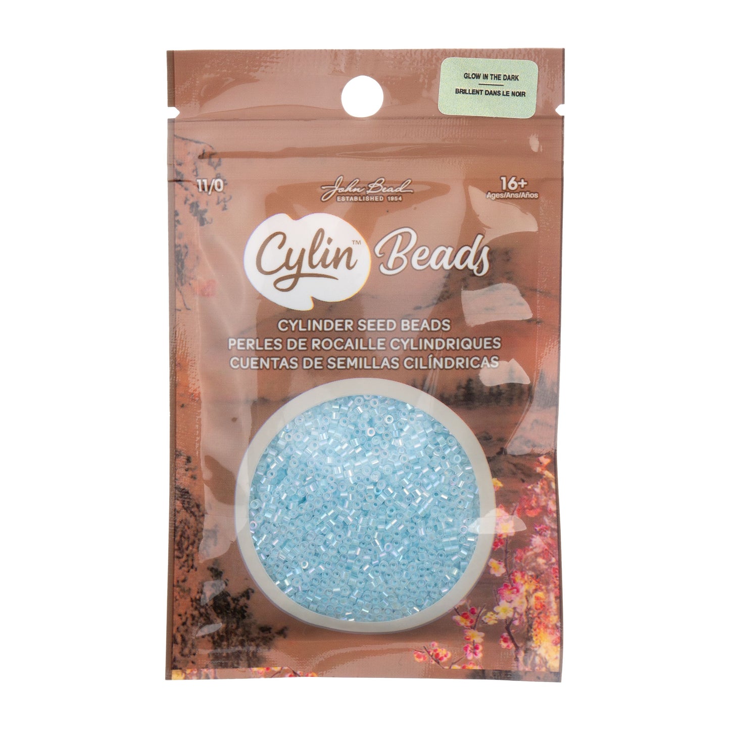 Cylin Bead 11/0 Glow in Dark AB Sky