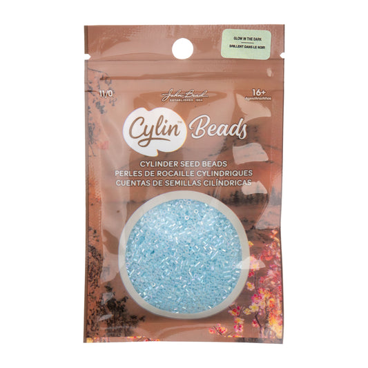 Cylin Bead 11/0 Glow in Dark AB Sky