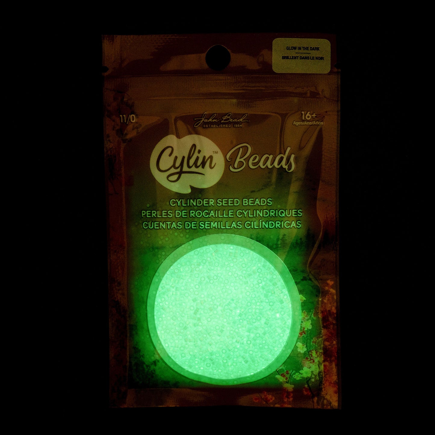 Cylin Bead 11/0 Glow in Dark AB Turquoise