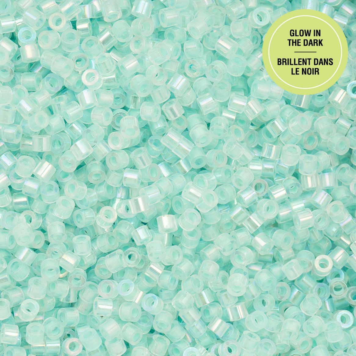 Cylin Bead 11/0 Glow in Dark AB Turquoise
